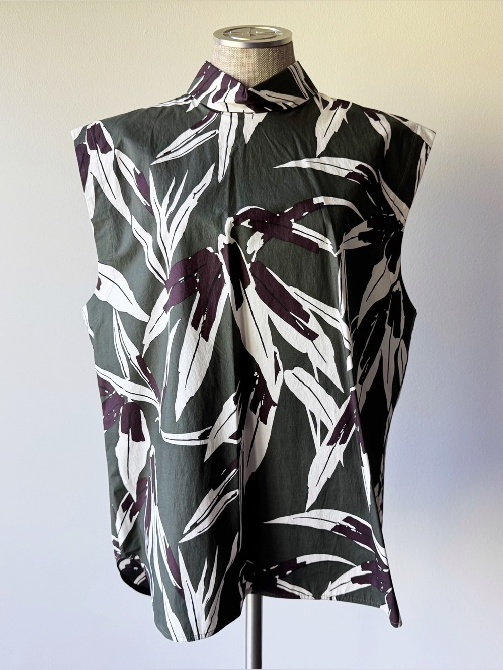 Marni Dark Green Patterned Cotton Top with Velcro